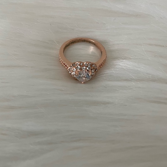 Heart CZ ring, Rose Gold finish, double band, size 9. Very pretty and sparkly. - Picture 2 of 5